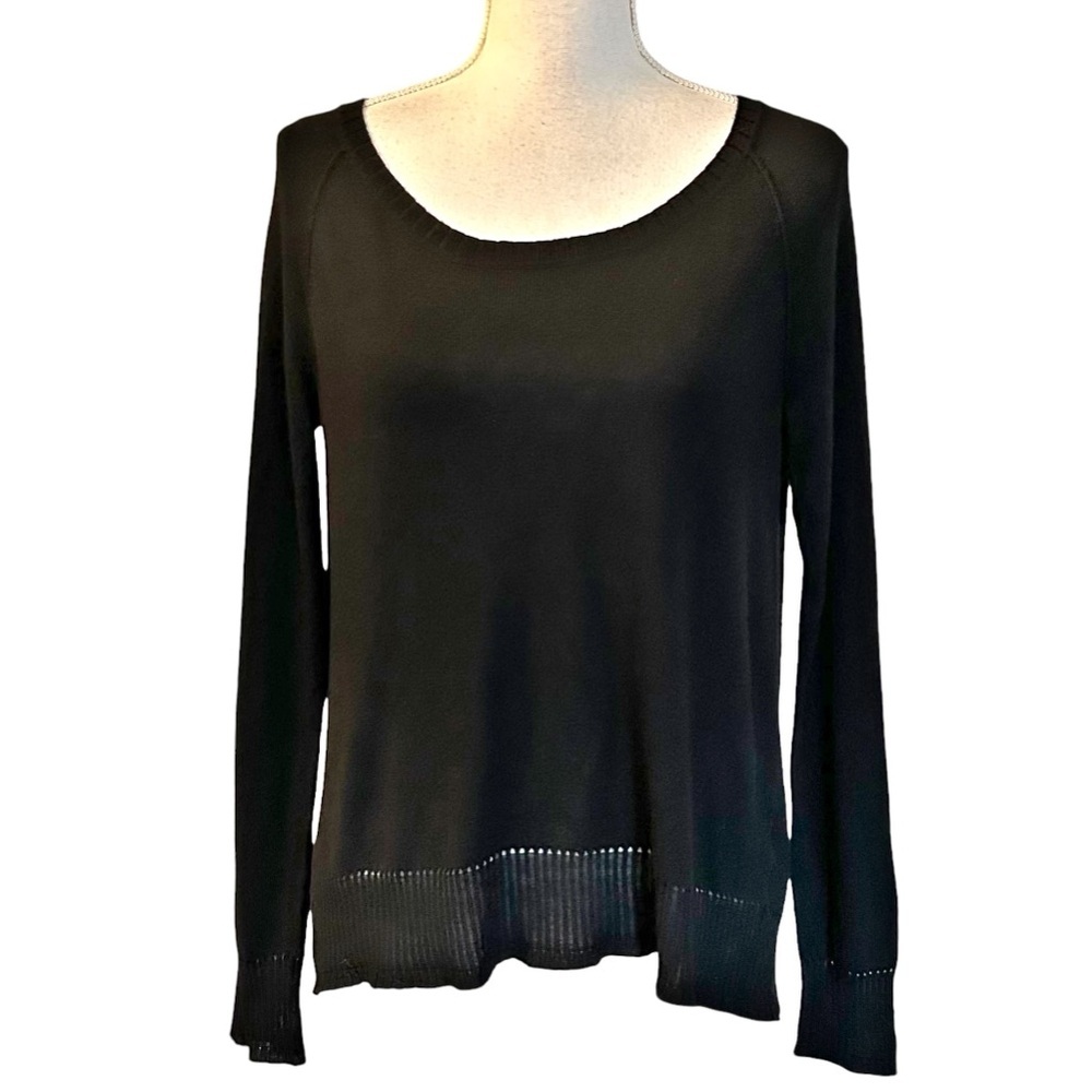 Rachel Roy Soft Spun Scoop Neck Open Back Sweater Women’s SZ‎ Medium Black